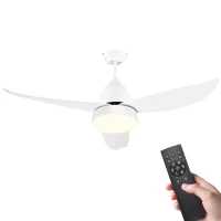 HOMCOM Reversible Ceiling Fan with Light, 3 Blades Indoor Modern Mount White LED Lighting Fan with Remote Controller, for Bedroom, Living Room, White(m-10)