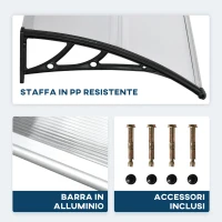 Outsunny Pensilina da Esterno per Finestre e Porte, in Policarbonato e Alluminio, 110x60x18cm - Trasparente(m-5)