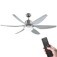 HOMCOM Reversible Ceiling Fan with Light, 6 Blades Indoor Modern Mount LED Lighting Fan with Remote Controller, for Bedroom, Living Room, Silver(m-10)