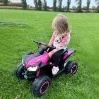HOMCOM 12V Ride-On Quad Bike w/ Music, Horn, for Ages 3-5 Years - Pink(m-11)