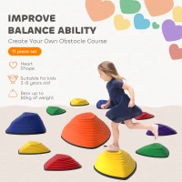 AIYAPLAY 11-Piece Stepping Stones for Kids, Stackable Sensory Toys Outdoor Indoor, Obstacle Course for Balance and Motor Skills(m-4)