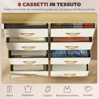 HOMCOM Cassettiera 8 Cassetti Pieghevoli con 4 Tasche e 2 Ganci, in Legno, Acciaio e Tessuto, 86x30x94.5 cm(m-4)