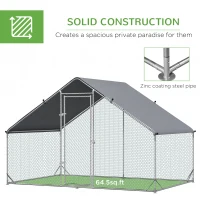 PawHut Walk In Chicken Run Galvanised Chicken Coop Hen Poultry House Cage Rabbit Hutch Pet Playpen Garden with Water-Resist Cover, 3 x 2 x 2m(m-6)