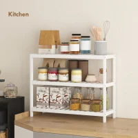 HOMCOM Scaffale Scarpiera in bambù a 3 Livelli per 9 Paia di Scarpe, Finitura laccata, 70x26x55cm, Bianco(m-4)