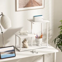 HOMCOM Estantería Librería de 3 Niveles Efecto Madera con Marco de Metal para Escritorio Oficina Cocina 40x20x34,5 cm Blanco(m-4)