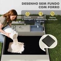 Outsunny Caixa de Areia de Madeira para Crianças com Teto Ajustável  Acessórios de Cozinha e Banco  114x110x110 cm Madeira(m-6)