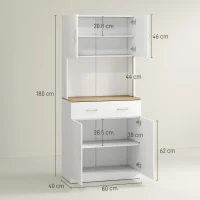 HOMCOM Credenza Cucina con Armadietti a 2 Ante e Cassetto in Legno, 80x40x180cm, Bianco(m-3)