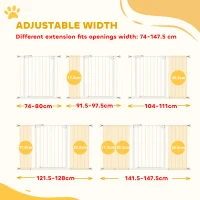 PawHut Adjustable Safety Gate w/ Three Extensions, Four Adjustable Screws, White(m-4)