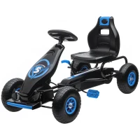 HOMCOM Kart a Pedais para Crianças 5-12 Anos com Assento Ajustável Pneus Insufláveis Amortecimento e Travão de Mão 121x58x61cm Azul(m-11)