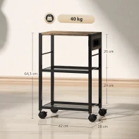 HOMCOM Druckerständer Druckeregal mit Rollen, Steckdosen, USB- und USB-C-Anschlüsse bis 40 kg Rustikalbraun(m-3)