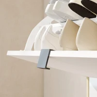 HOMCOM Zapatero Estrecho con 3 Puertas en Blanco Brillo Estantes Ajustables Patas de Madera para 18 Pares de Zapatos(m-9)