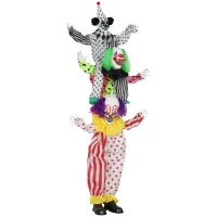 Outsunny Life Size Stackable Halloween Animated Clown with Red Light Up Eyes, Sound Activated Scary Halloween Decorations, Battery Operated, Indoor Party Props(m-11)