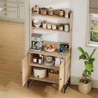 Buffet moderne, armoire avec portes doubles en rotin et espace de rangement, 80x40x160,5 cm , Couleur naturelle(m-6)