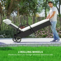 Outsunny 2 Seater Rattan Sun Lounger Set with Side Table Black(m-6)