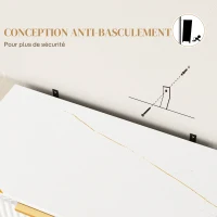 HOMCOM Buffet salon meuble de rangement style moderne avec placard à 2 portes cannelées, étagère réglable, pieds en métal, blanc(m-7)