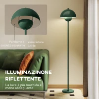 HOMCOM Lampada da Terra con Paralume Semicircolare e Interruttore a Pedale, in Acciaio, Ø30x155 cm, Verde(m-5)