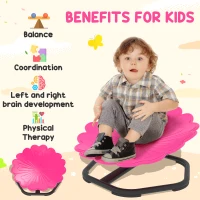 AIYAPLAY Flower-Shaped Sensory Spinning Chair with Non-Slip Base for Balance/Coordination, Pink(m-4)
