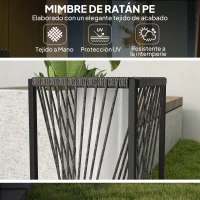 Outsunny Lámpara de Jardín de Ratán Sintético con Luces LED Encendido y Apagado Automático Impermeable 22x22x77 cm Gris(m-6)