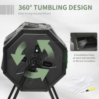 Outsunny Garden Compost Bin Dual Tumbler Rotating Outdoor Composter with Sliding Doors(m-5)