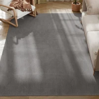 HOMCOM Tapis salon 230 x 160 cm tapis à poils longs, lavable en machine, antidérapant, en fausse fourrure, gris clair(m-11)