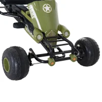 HOMCOM Skelter met handrem kinderen trapauto trapvoertuig vanaf 3 jaar groen(m-11)