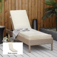 Outsunny Cuscino per Lettino Prendisole con Rivestimento Poliestere Sfoderabile, 188x53x8cm, Bianco Crema(m-2)