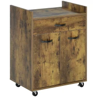 HOMCOM Chariot de service desserte de cuisine à roulettes tiroir placard 2 portes étagère en bois effet bois d'acajou(m-11)