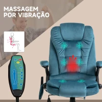 Vinsetto Cadeira de Escritório com 6 Pontos de Massagem Reclinável até 130° com Função de Aquecimento 68x72x110-120 cm Azul(m-6)