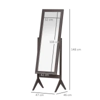 HOMCOM Full Length Mirror, Freestanding Dressing Mirror with Adjustable Angle for Bedroom, 148cm x 47cm, Brown(m-3)