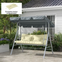 Outsunny Ensemble de 4 coussins d'extérieur pour balancelle de jardin, 1 coussin d'assise coussins de dossier et 2 oreillers(m-2)