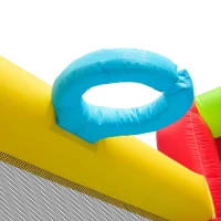 Chateau gonflable avec soufflerie, parc aquatique multifonctionnel et parc de trampolines pour enfants avec toboggan aquatique, panier de basket et mur d'escalade, 410x315x203 cm, Bleu(m-7)