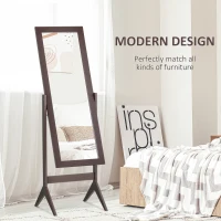 HOMCOM Full Length Mirror, Freestanding Dressing Mirror with Adjustable Angle for Bedroom, 148cm x 47cm, Brown(m-5)