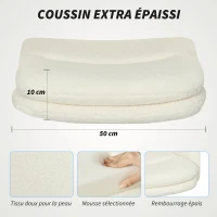 HOMCOM Chaise de bureau, fauteuil de bureau pivotante avec hauteur réglable, fonction de bascule, 61,5 x 65 x 91-101 cm, crème(m-4)