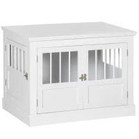 PawHut Jaula para Perros Pequeños Mesa Auxiliar Moderna con 3 Puertas Francés con Cierre Magnético 78x53x59,3 cm Blanco(m-1)