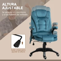 Vinsetto Silla Oficina con Masaje de 6 Puntos con Función Basculante con Calefacción Altura Ajustable 68x72x110-120 cm Azul(m-5)