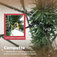 HOMCOM Albero di Natale Innevato Alto 180 cm con 910 Rami e Pigne, Base in Metallo Pieghevole, Verde(m-6)
