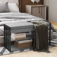 HOMCOM Scaffale per Scarpe con Panca, Scaffale per Corridoio per Scarpe, Mobile Portascarpe con Design a 3 Livelli, per Ingresso, Corridoio, Soggiorno, Camera da Letto, Grigio(m-3)