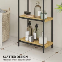 HOMCOM 4-Tier Bamboo Bathroom Storage Shelf, Freestanding Narrow Shelving Unit with Slatted Shelves for Kitchen Bathroom Living Room, 41.5 x 21.5 x 106 cm, Natural and Black(m-6)