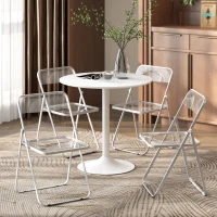 HOMCOM Set 4 klappbare platzsparende Stühle für Wohnzimmer und Veranstaltungen, Stahl und Acryl, transparent(m-3)