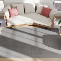 HOMCOM Tapis salon 230 x 160 cm tapis à poils longs, lavable en machine, antidérapant, en fausse fourrure, gris clair(m-1)