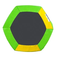 Trampoline pour enfants Ø 213 cm avec toboggan, échelle, filet, double porte et poteaux rembourrés, Vert(m-12)