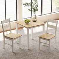 HOMCOM Stół jadalny z drewna kauczukowego, dla maksymalnie 4 osób, z antypoślizgowymi podkładkami, naturalne drewno(m-8)