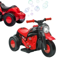 AIYAPLAY Moto Eléctrica para Niños de +2 Años con Función de Soplar Burbujas Faros Música Velocidad 3 km/h Carga 30 kg Rojo(m-10)