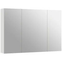 kleankin Armario Mueble de Baño con 3 Puertas de Espejo y Estantes Ajustables en Madera 90x13.5x60 cm, Blanco(m-1)