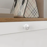 HOMCOM Zapatero Estrecho con 2 Puertas Estantes Ajustables para 12 Pares de Zapatos 60x24,5x75,5 cm Natural y Blanco(m-9)