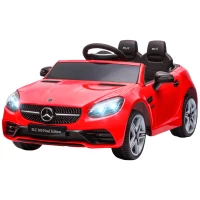 AIYAPLAY Coche Eléctrico para Niños de +3 Años Mercedes SLC 300 con Batería 12V Mando a Distancia Faros LED Bocina Música Rojo(m-11)