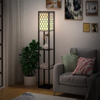 HOMCOM Lampadário com Estante 2 em 1 - Design Moderno e Funcional(m-2)