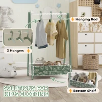 AIYAPLAY Baby Clothing Rack with Hangers, Storage Shelf for Bedroom, Leaf Theme, for Ages 3-6, Green(m-4)
