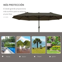 Outsunny Sombrilla Doble para Jardín 460x270x240 cm Parasol Anti UV con Manivela para Exterior Patio Terraza Piscina Color Gris(m-7)