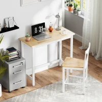 HOMCOM Bartafel, Eikenlook, compact, Plaats voor 2 Personen, Natuurhout+Wit(m-7)